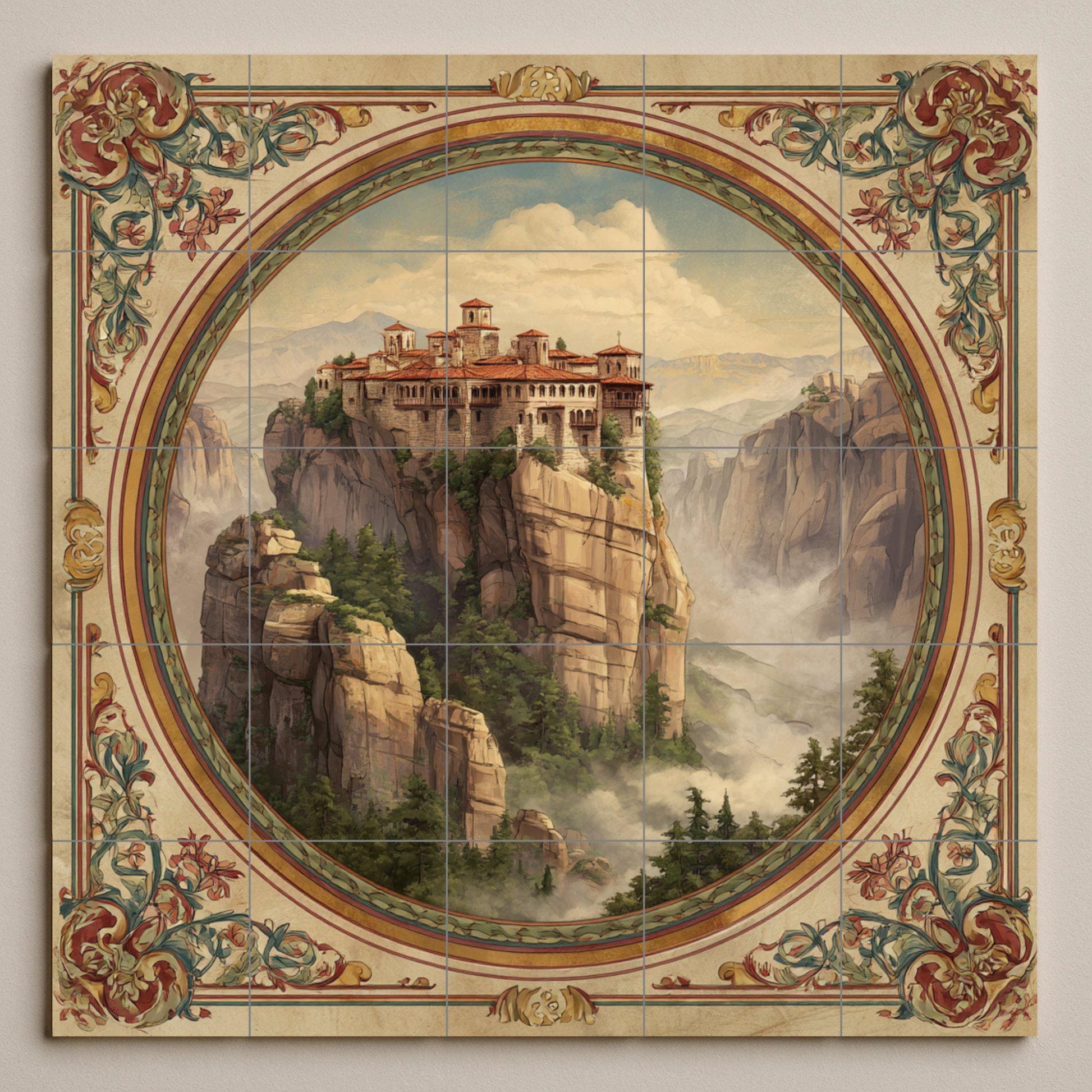Meteora, Grecia. Panel cerámico de un monasterio en los — Décor Mural Voyage, Art Mural en Céramique