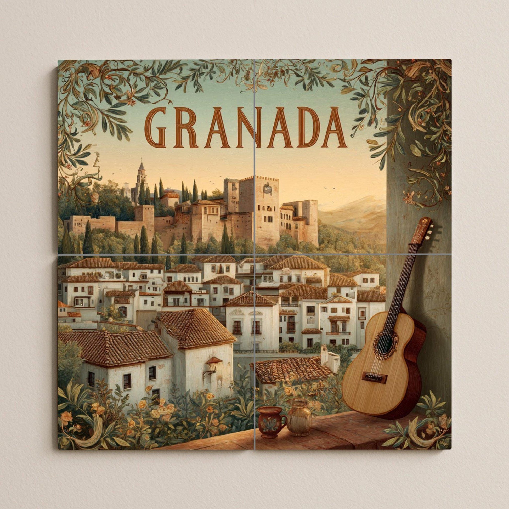 Fresque en Carrelage Grenade — Paysage Urbain en Carreaux