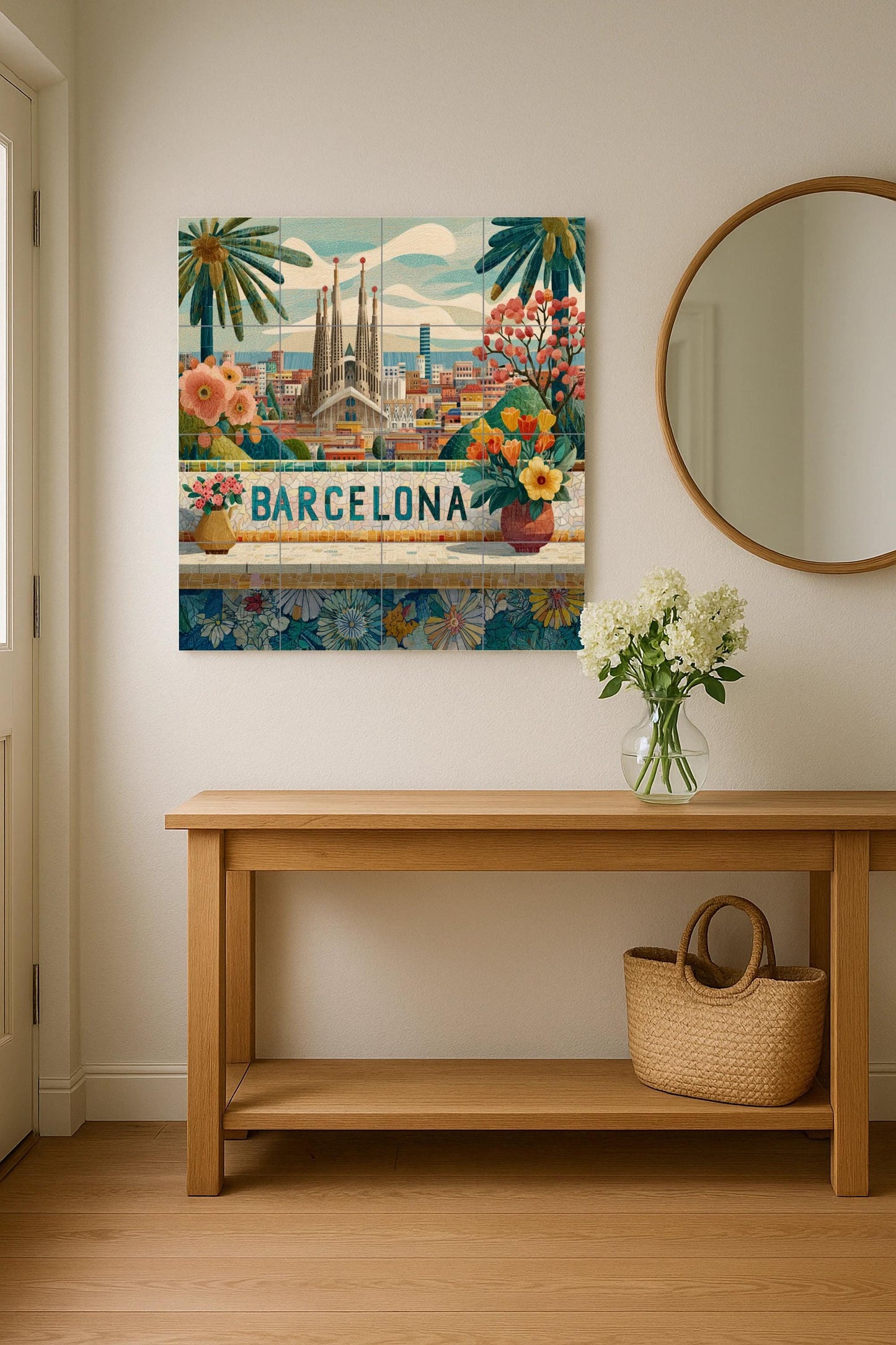 Barcelona — Fliesen-Wandbild aus Keramik · Christliche Wandkunst