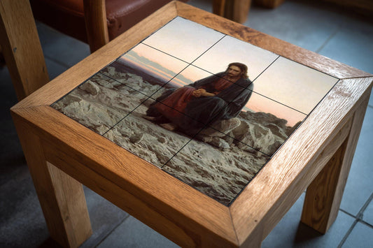 Jesus in the Desert · Ceramic Wall Mural — Sacred & Religious Art
