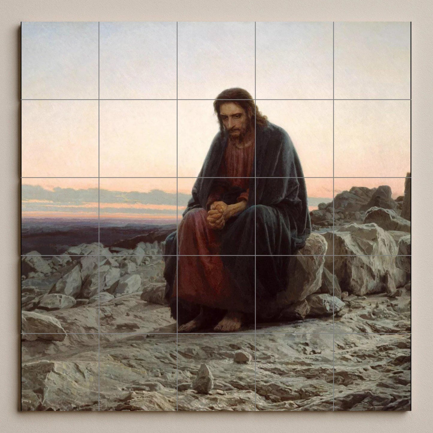 Mural de azulejos de Jesús en el desierto