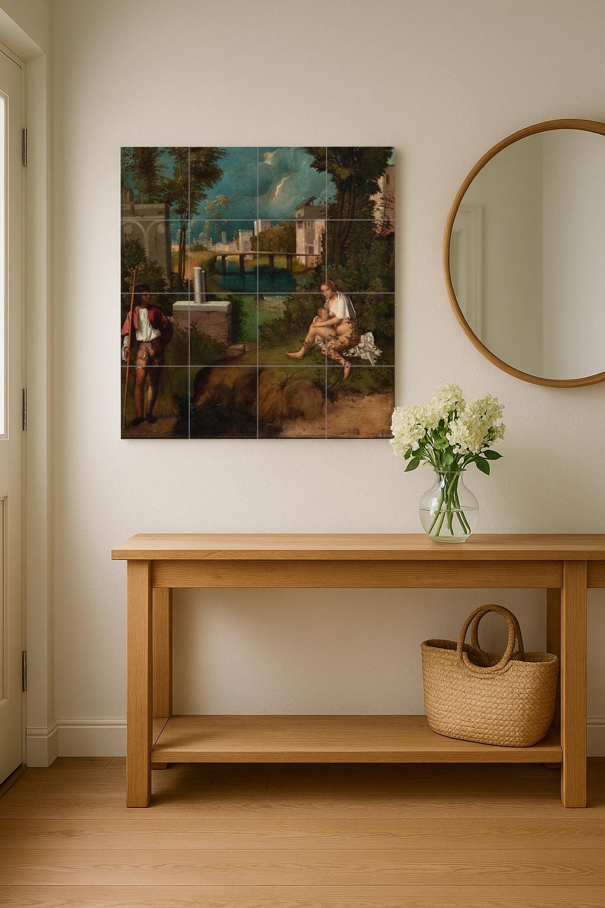 Fresque en Carrelage Tempestad de Giorgione — Peinture Classique en Carreaux