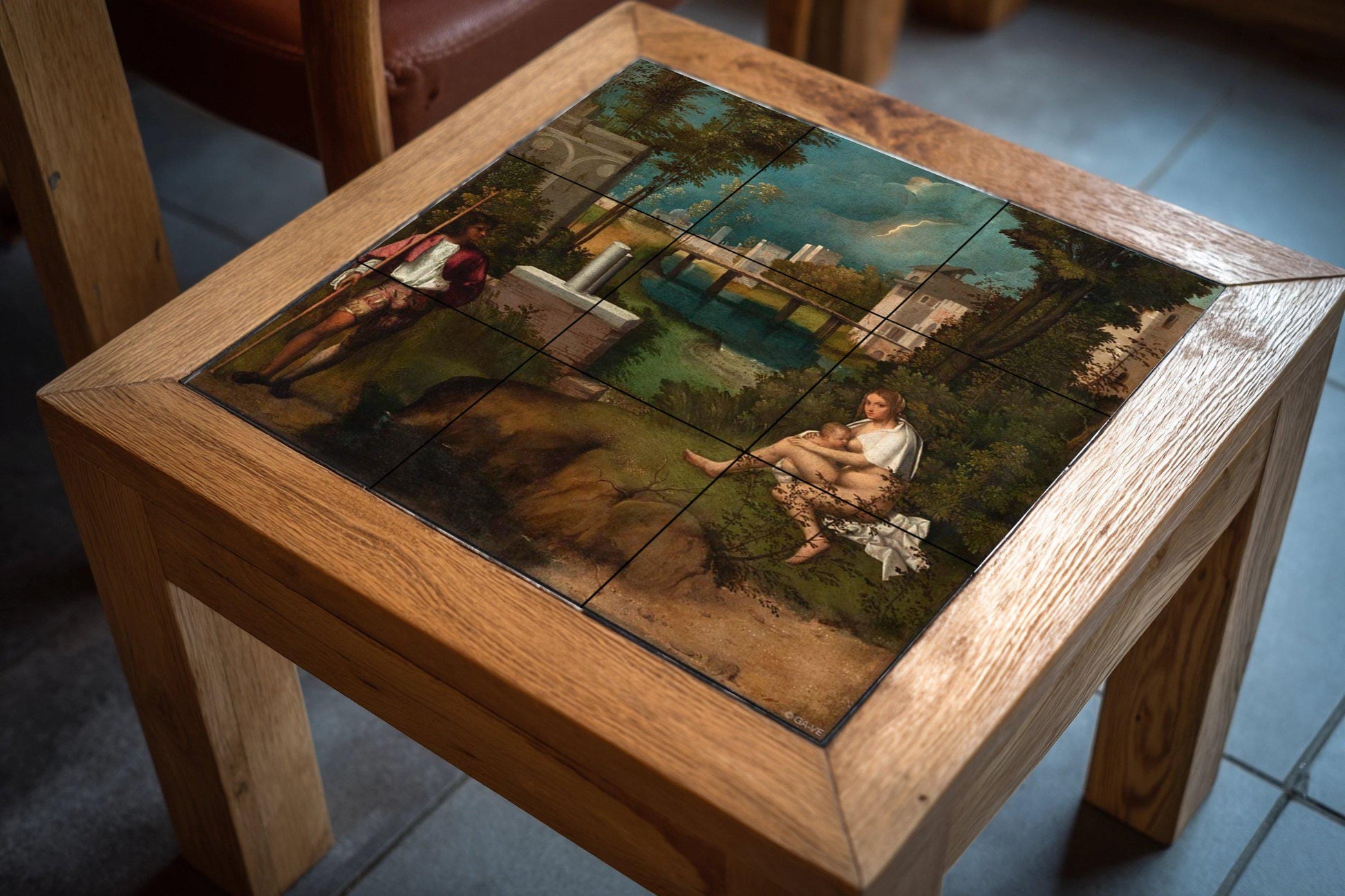 Fresque en Carrelage Tempestad de Giorgione — Peinture Classique en Carreaux