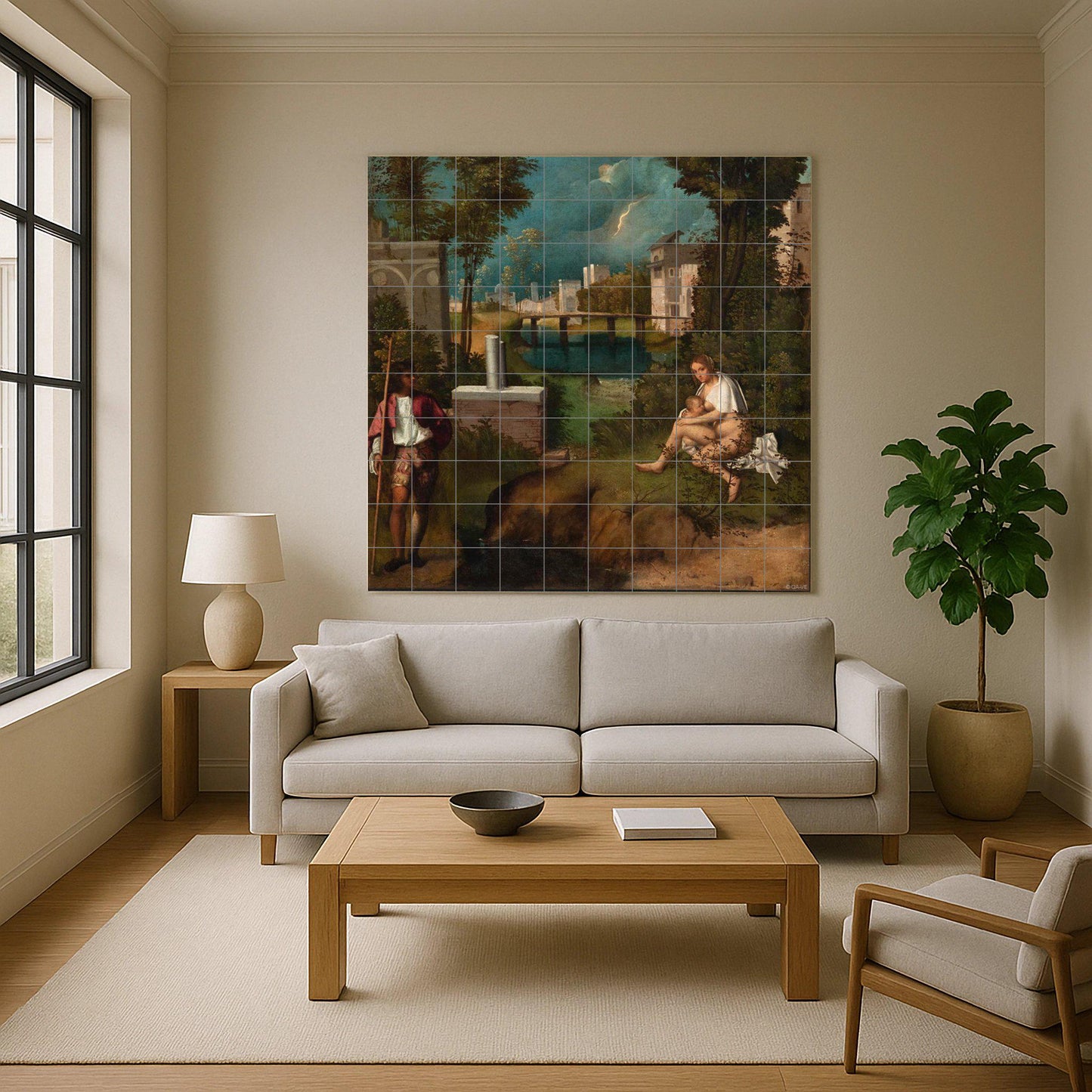 Fresque en Carrelage Tempestad de Giorgione — Peinture Classique en Carreaux