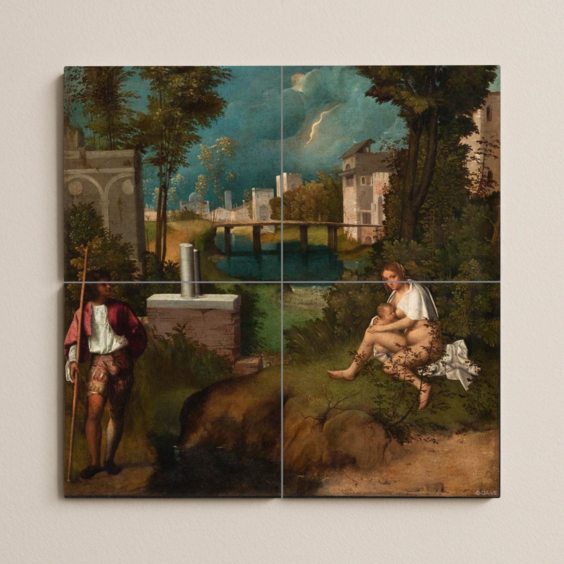 Fresque en Carrelage Tempestad de Giorgione — Peinture Classique en Carreaux