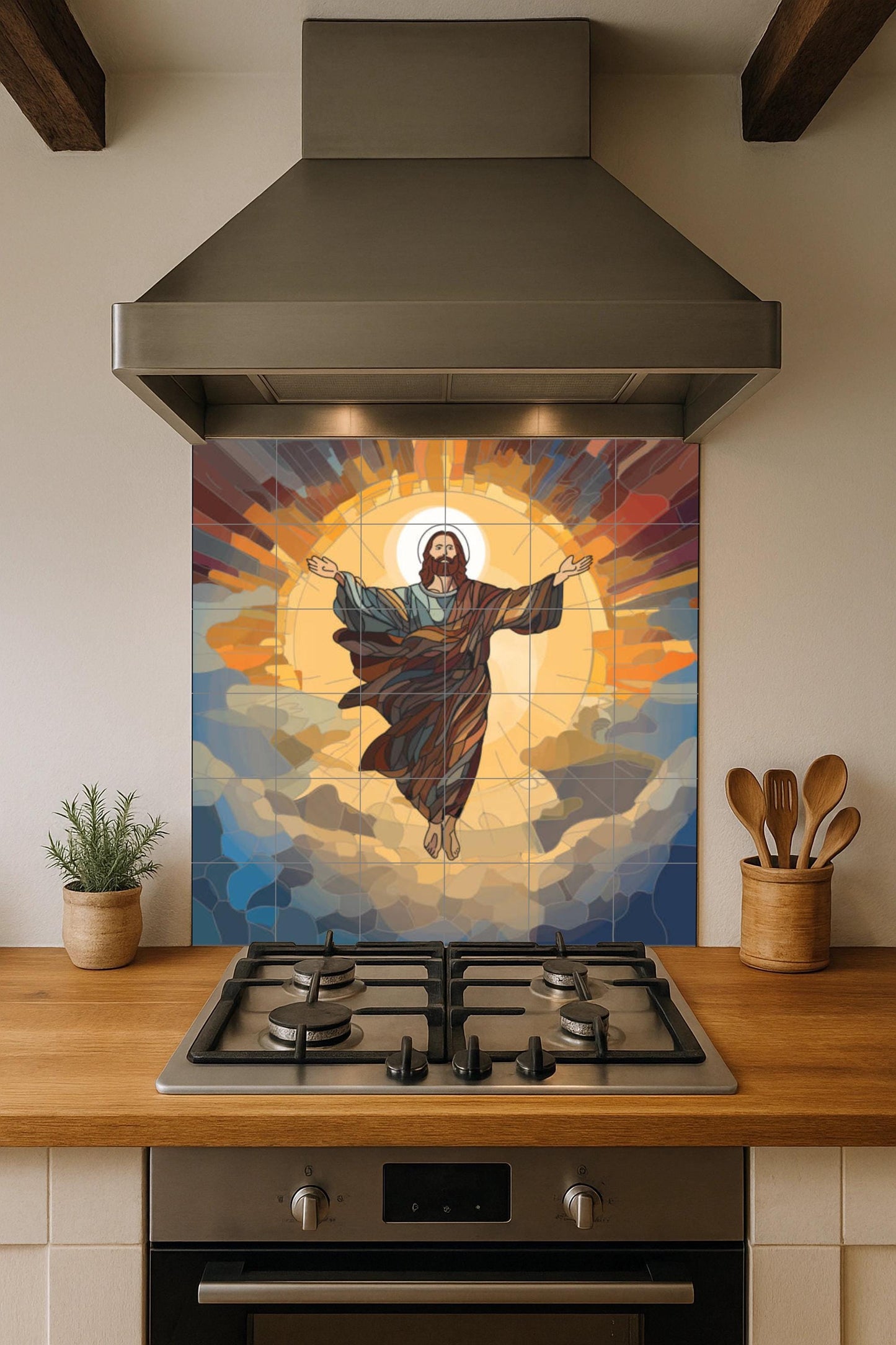 Ceramic Tile Mural: Christ Resucitado — Christian Wall Art