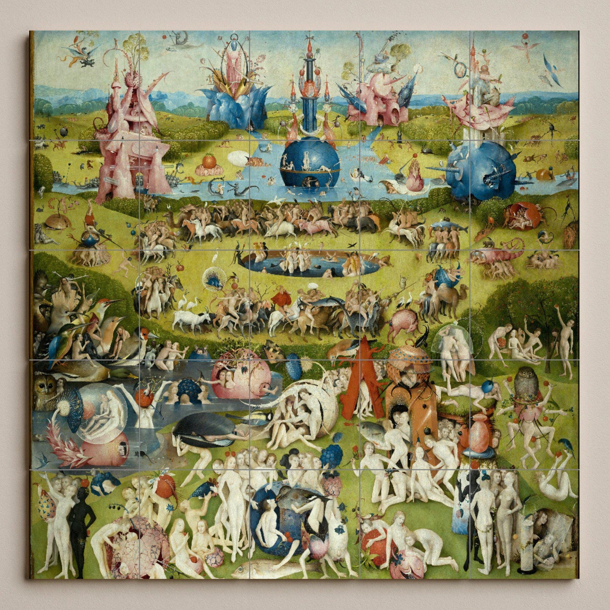 Fresque en Carrelage Jardin de les Delicias de le Bosco — Peinture Classique en Carreaux