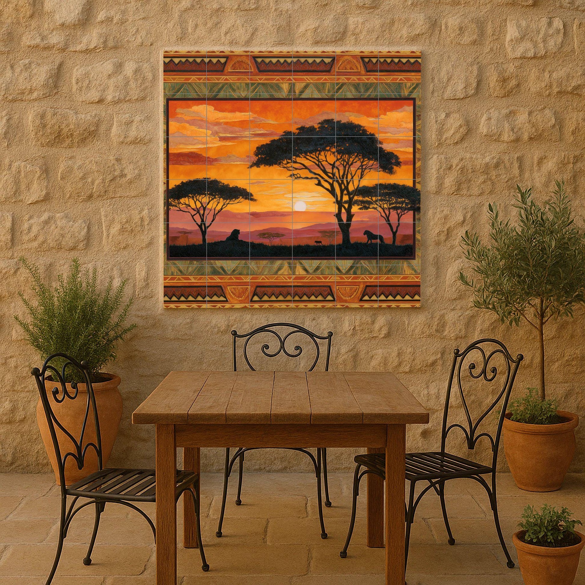 "Sunset in the Sabana · Ceramic Wall Mural — Kitchen & Country Scene