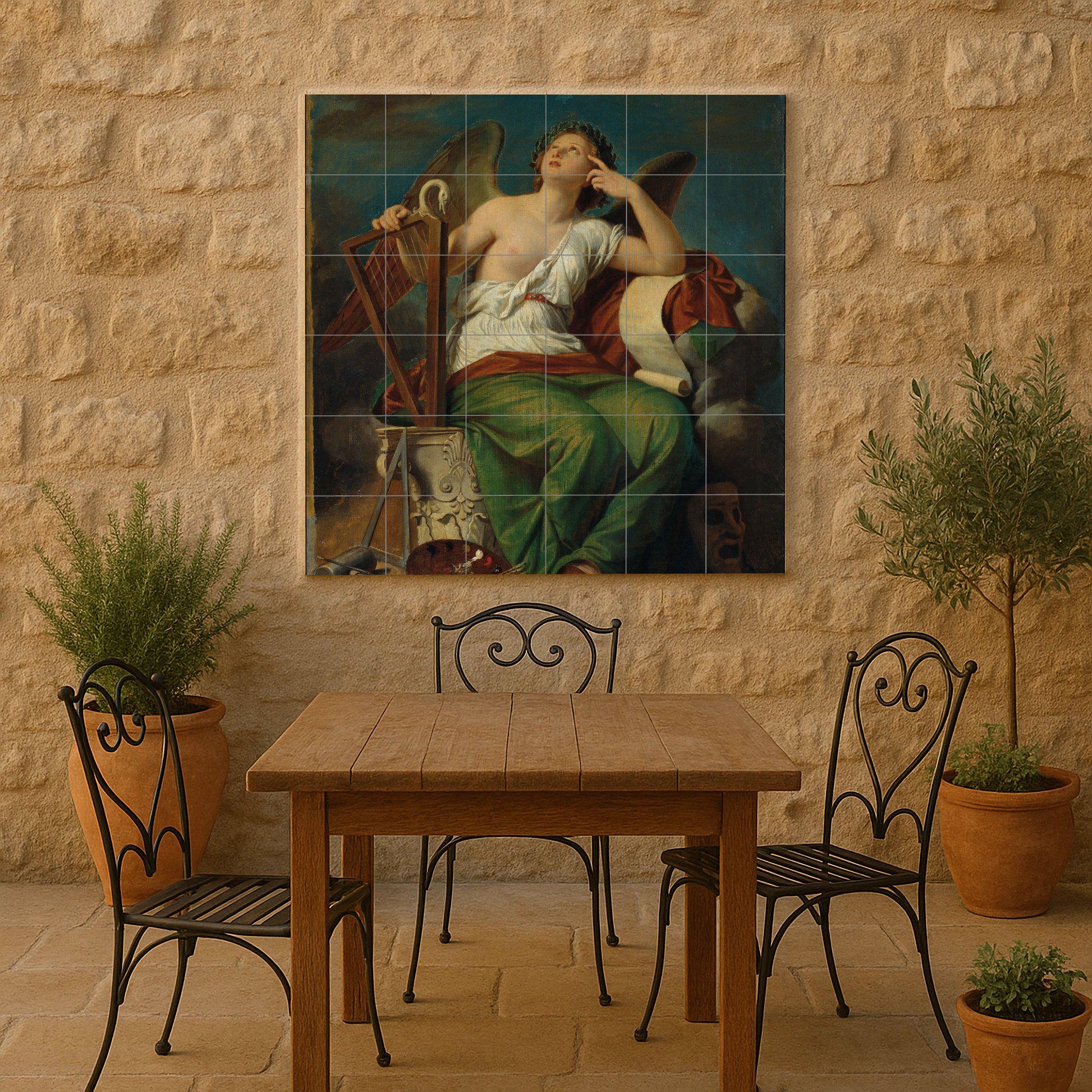 Musa de la Historia — Scène Mythologique, Art Mural en Céramique