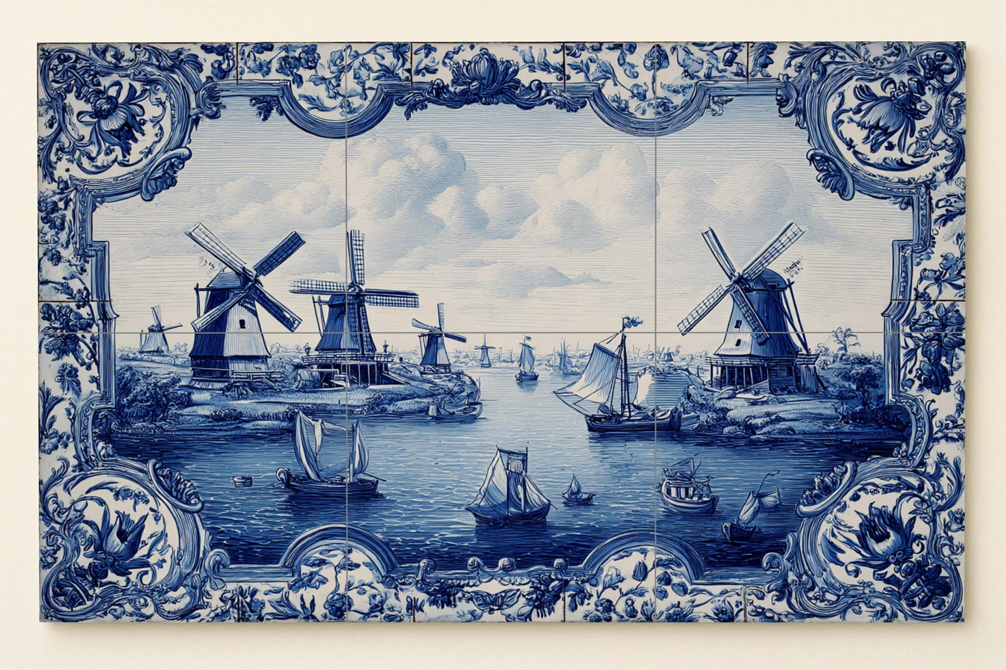 Blaue von Delft — Kulinarischer Wanddekor, Wandkunst aus Keramikfliesen