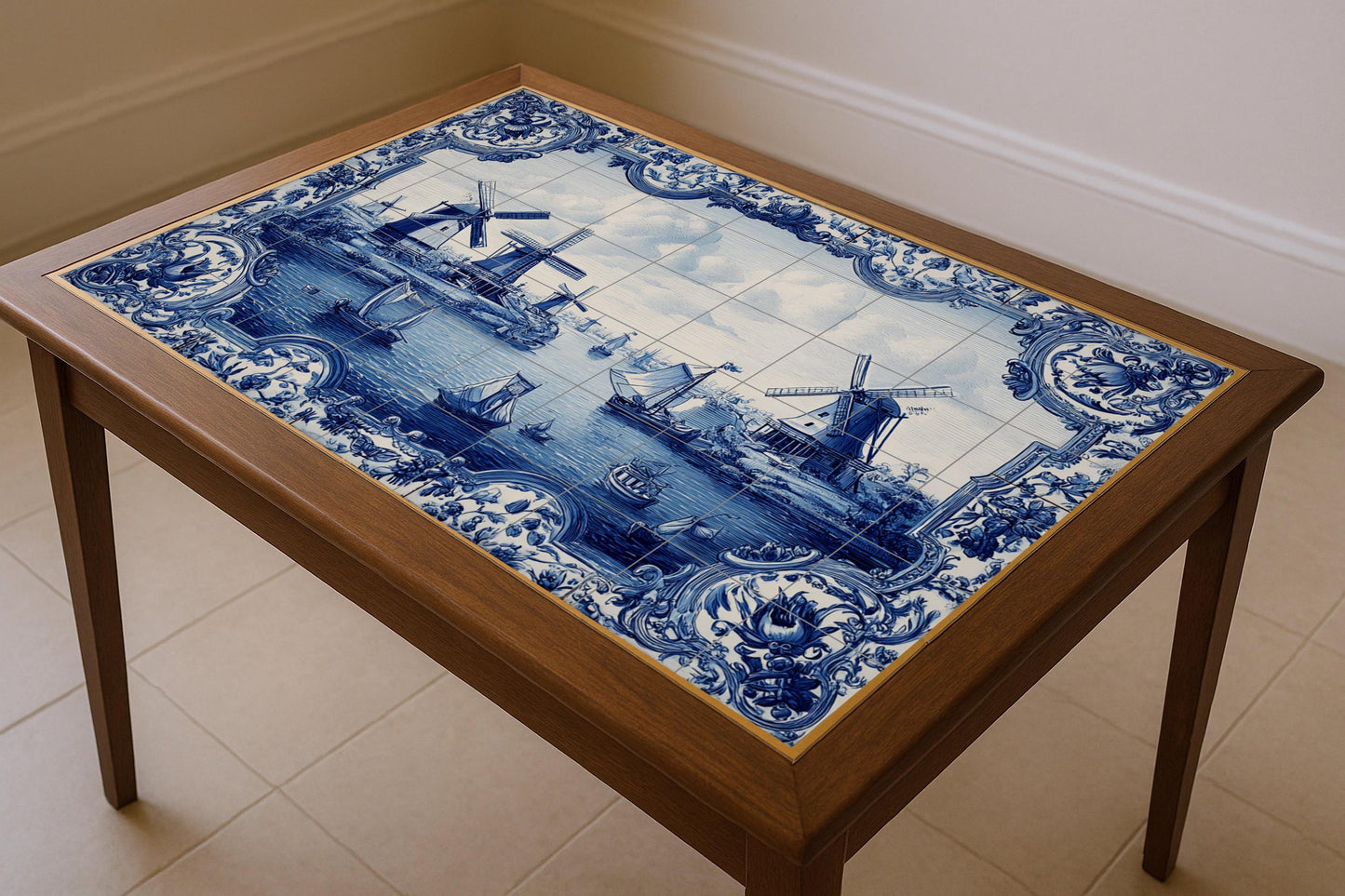 Blaue von Delft — Kulinarischer Wanddekor, Wandkunst aus Keramikfliesen