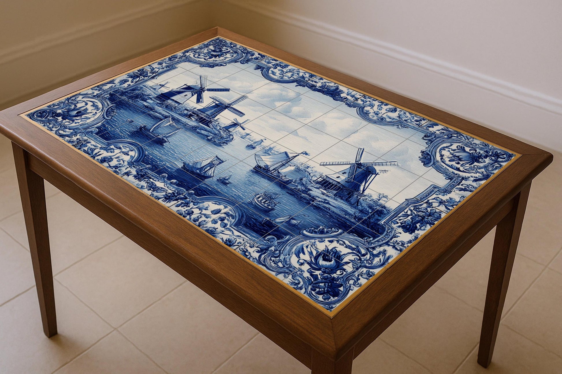 Blaue von Delft — Kulinarischer Wanddekor, Wandkunst aus Keramikfliesen