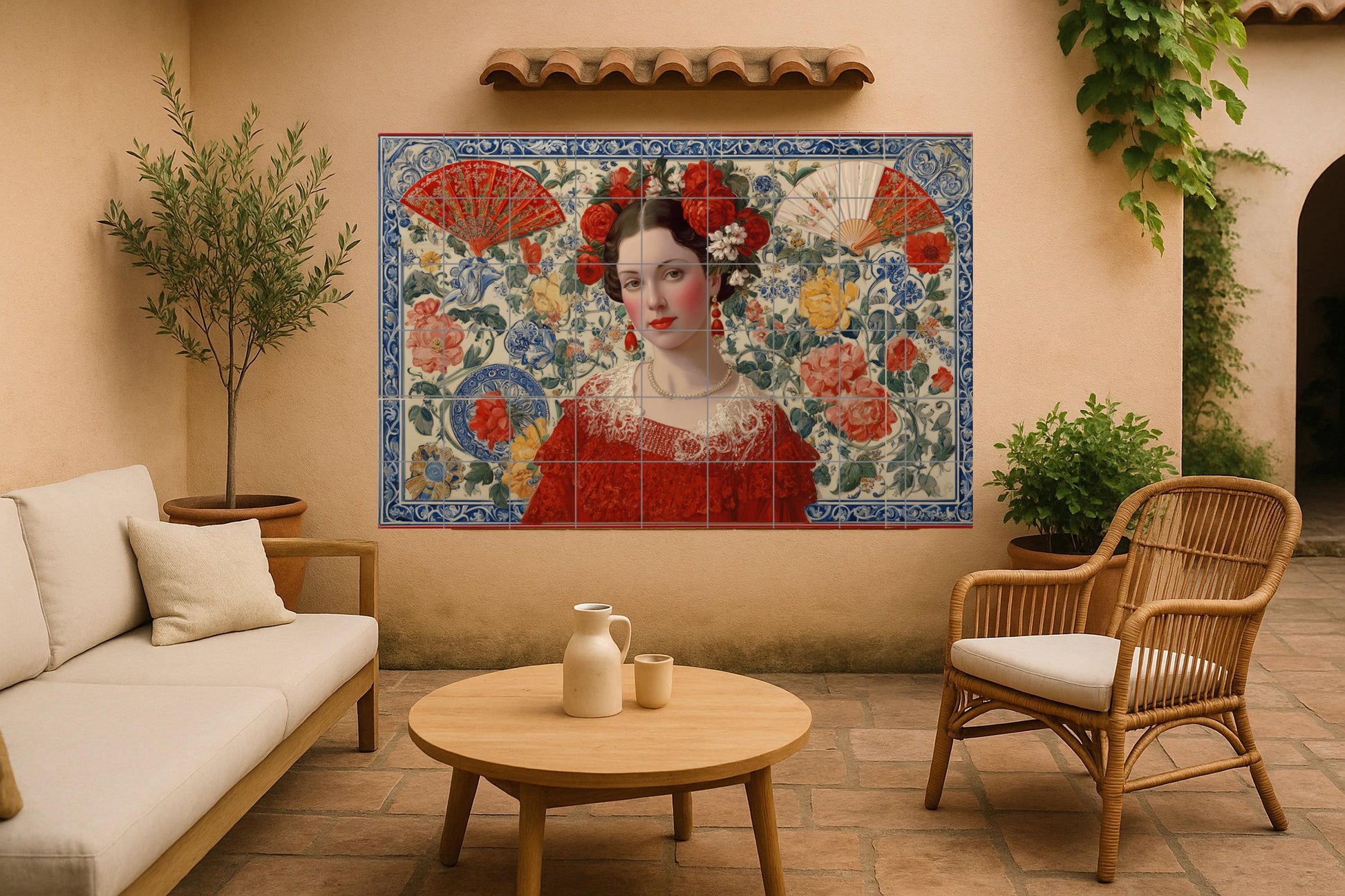 Donna Sivigliana — Fiori e Paesaggi, Arte da Parete in Ceramica