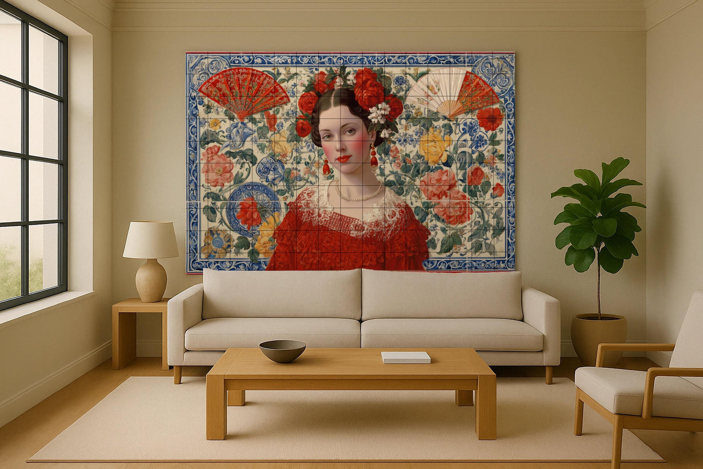Donna Sivigliana — Fiori e Paesaggi, Arte da Parete in Ceramica