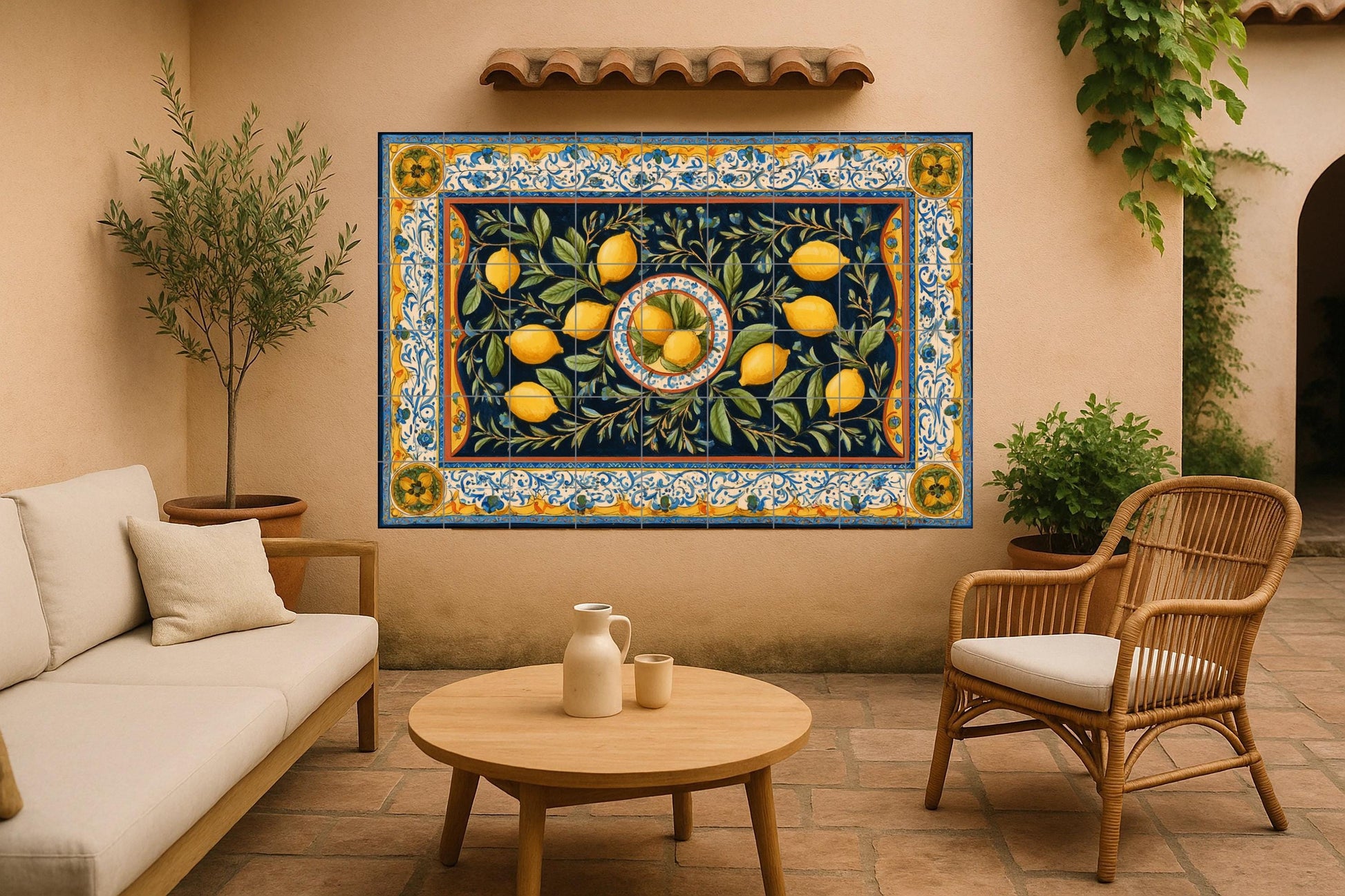 Lemon · Ceramic Wall Mural — Kitchen & Country Scene
