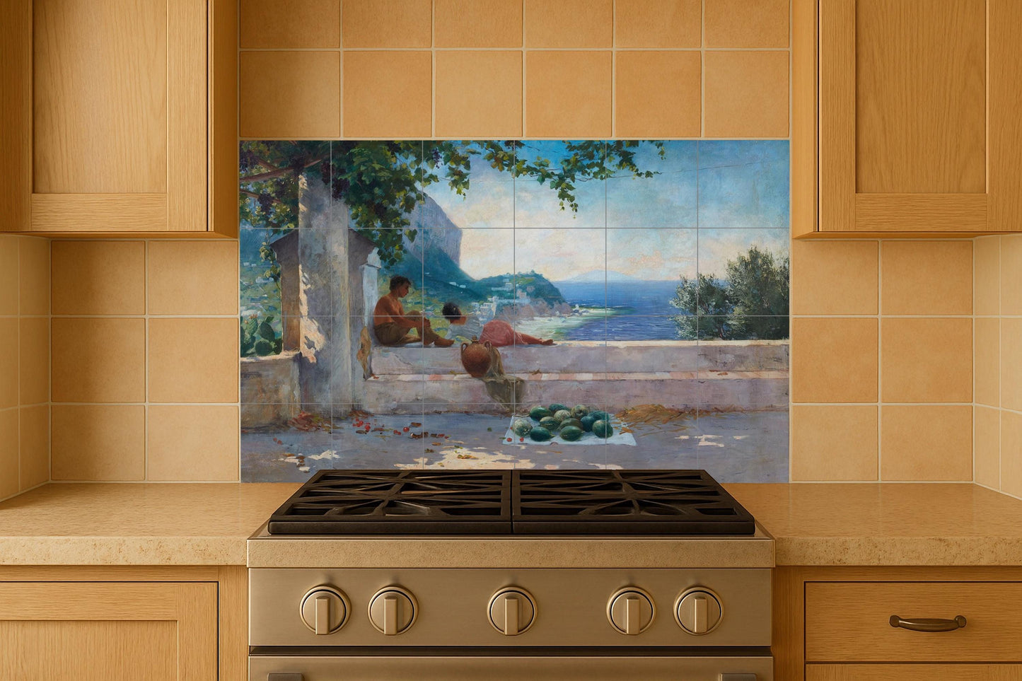 Capri — Scène de Bord de Mer, Art Mural en Céramique