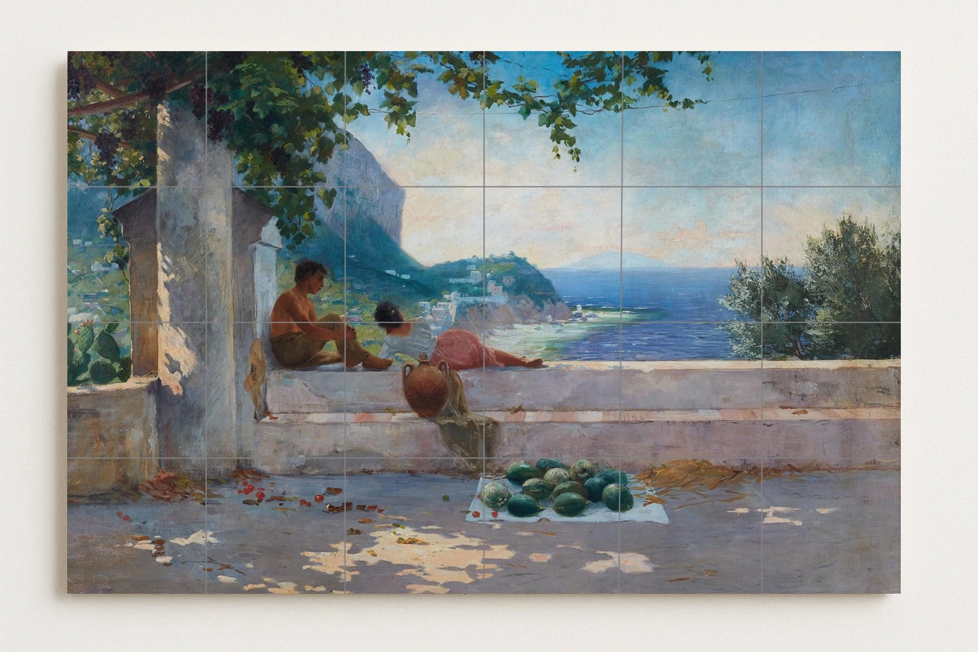 Capri — Scène de Bord de Mer, Art Mural en Céramique