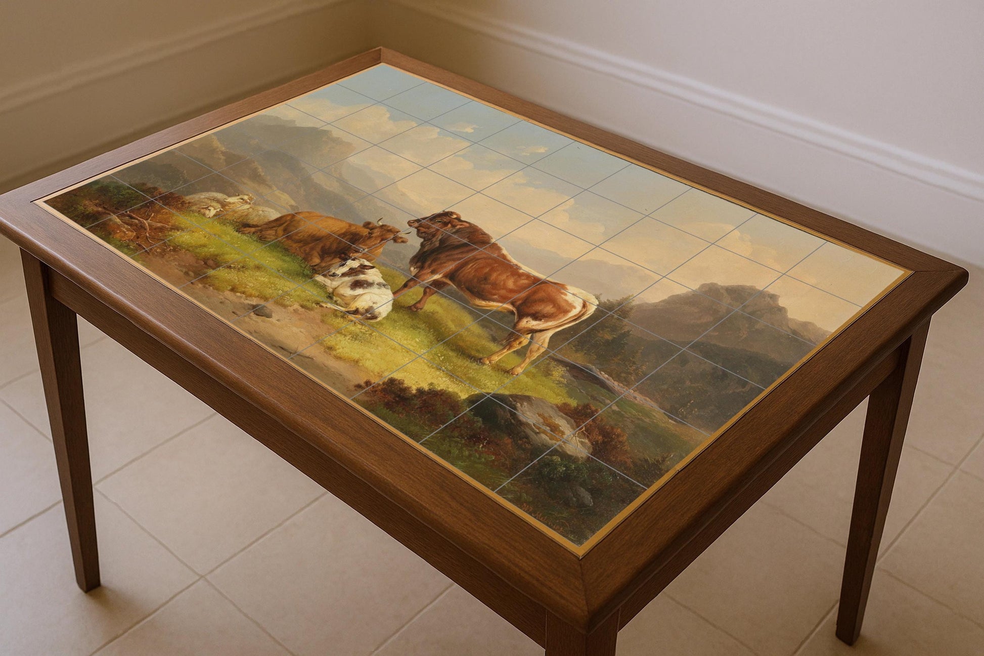 Vaca Alpine — Scène de Cuisine et Campagne, Art Mural en Céramique