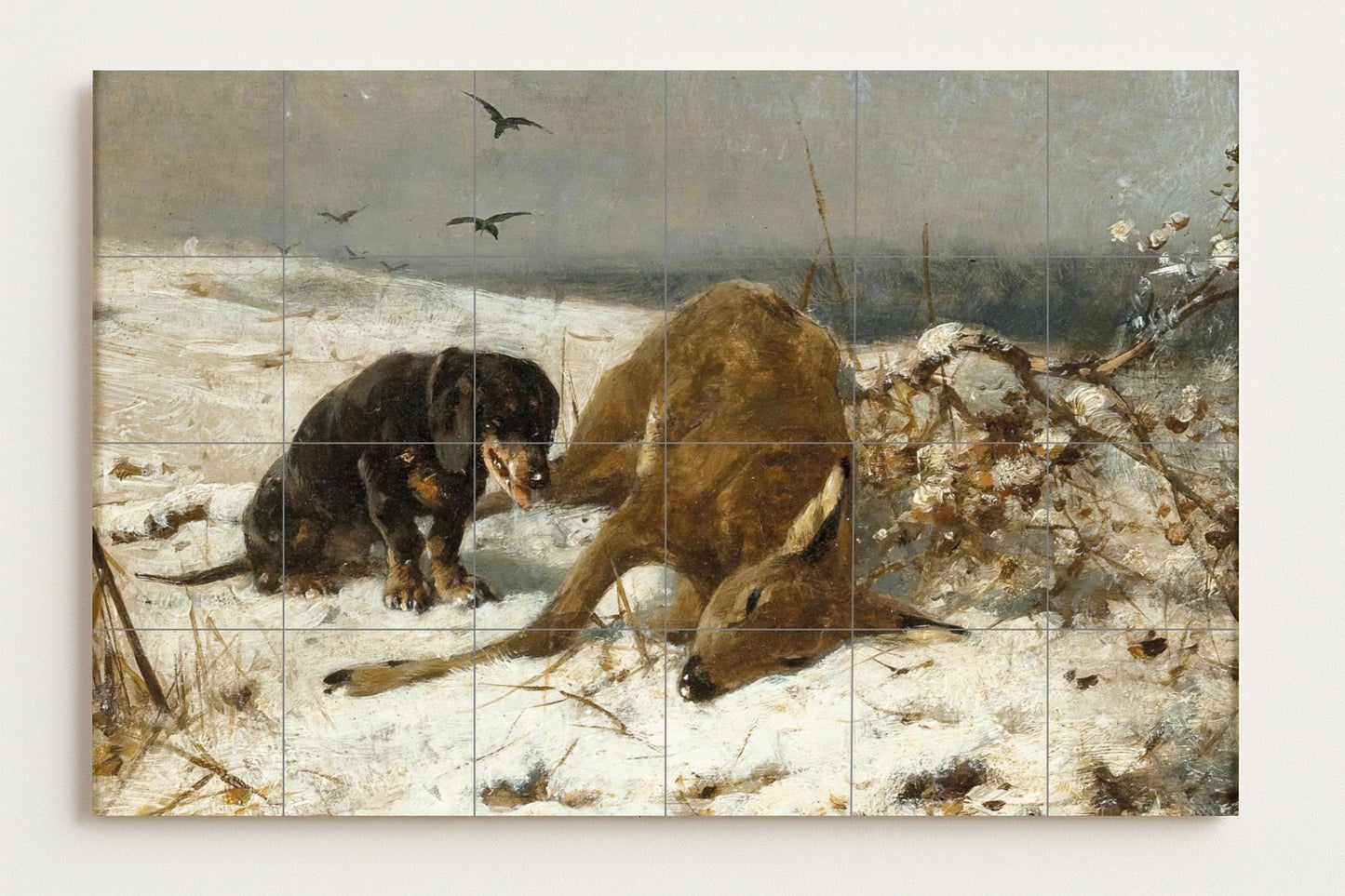 Caza invernal — Kitchen & Country Scene · Ceramic Tile Mural