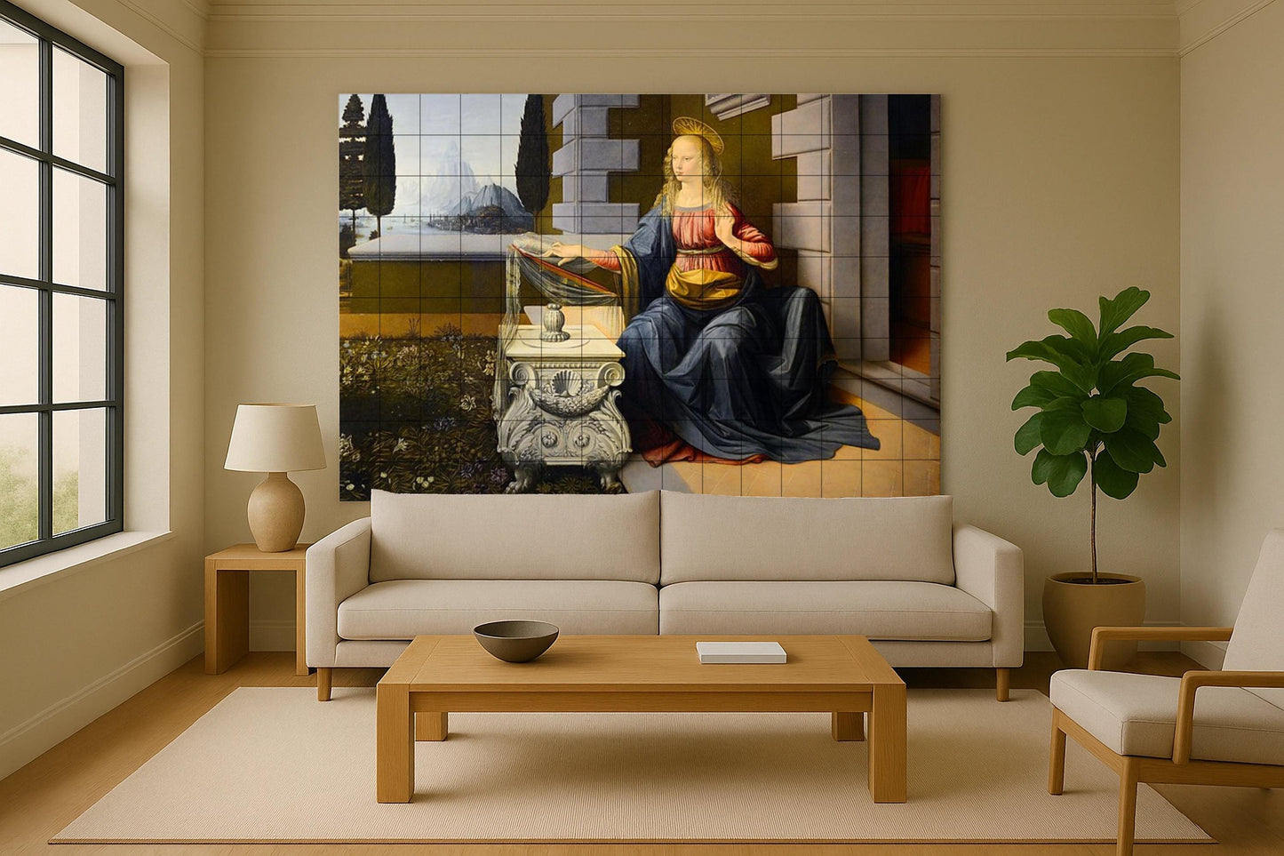 Anunciación · Ceramic Wall Mural — Classic Painting in Tile