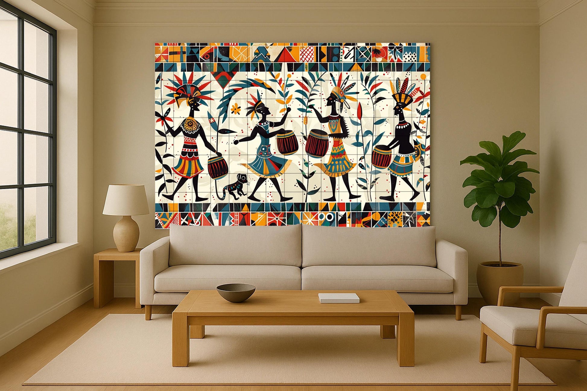 Mural tribal africano — Ritmos ancestrales