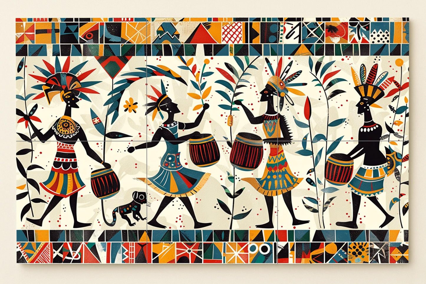 Mural tribal africano — Ritmos ancestrales