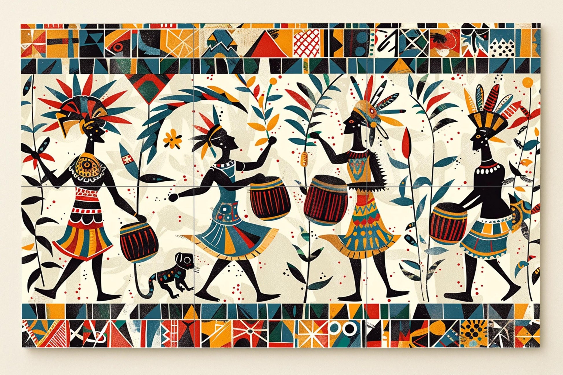 Mural tribal africano — Ritmos ancestrales