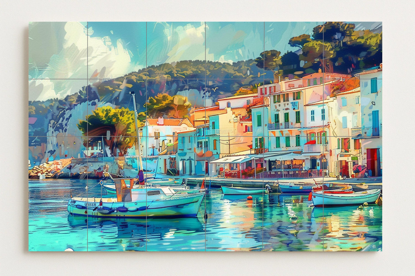 Fresque en Carrelage Côte Brava — Décor Mural Nautique