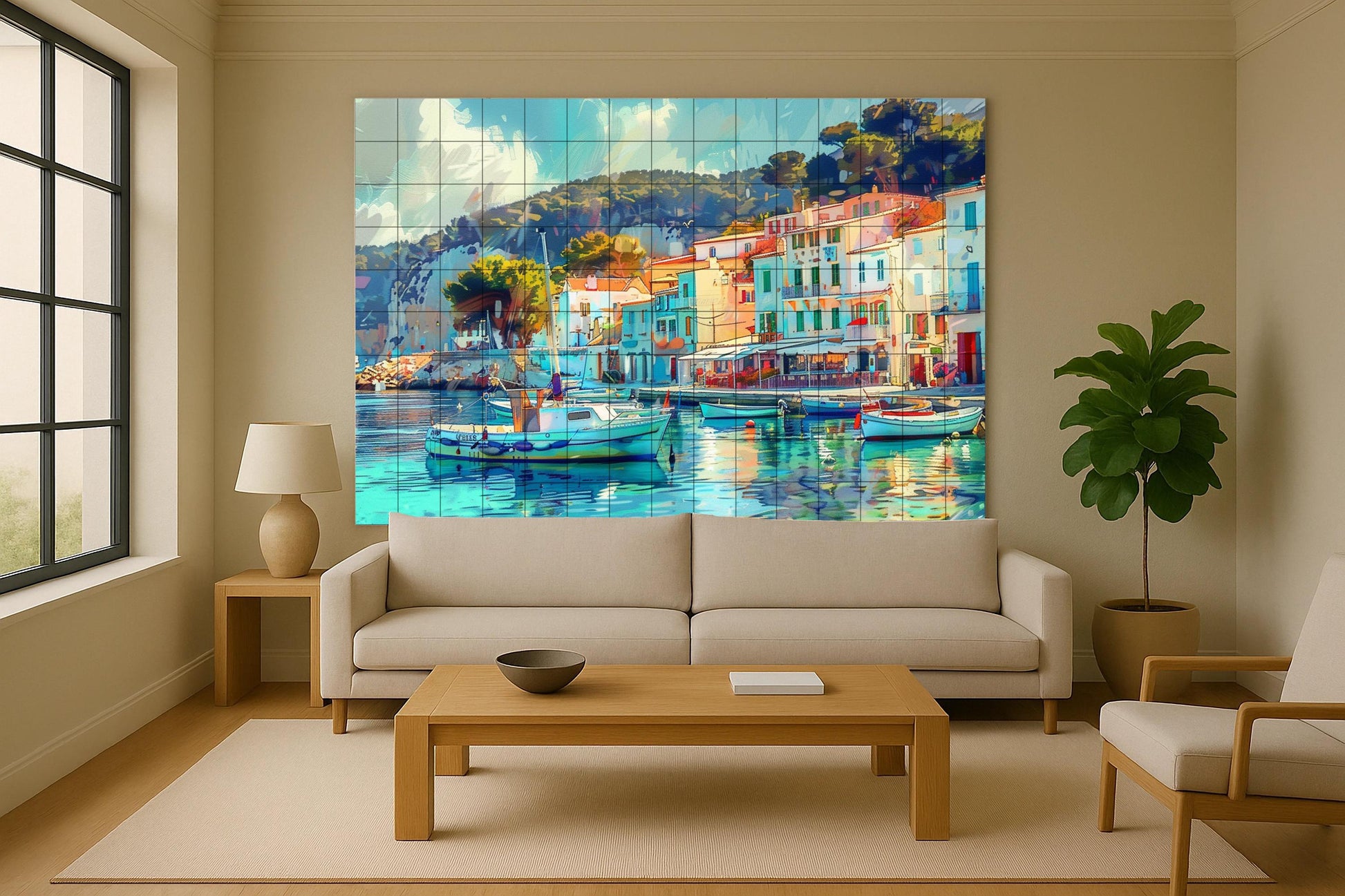 Fresque en Carrelage Côte Brava — Décor Mural Nautique