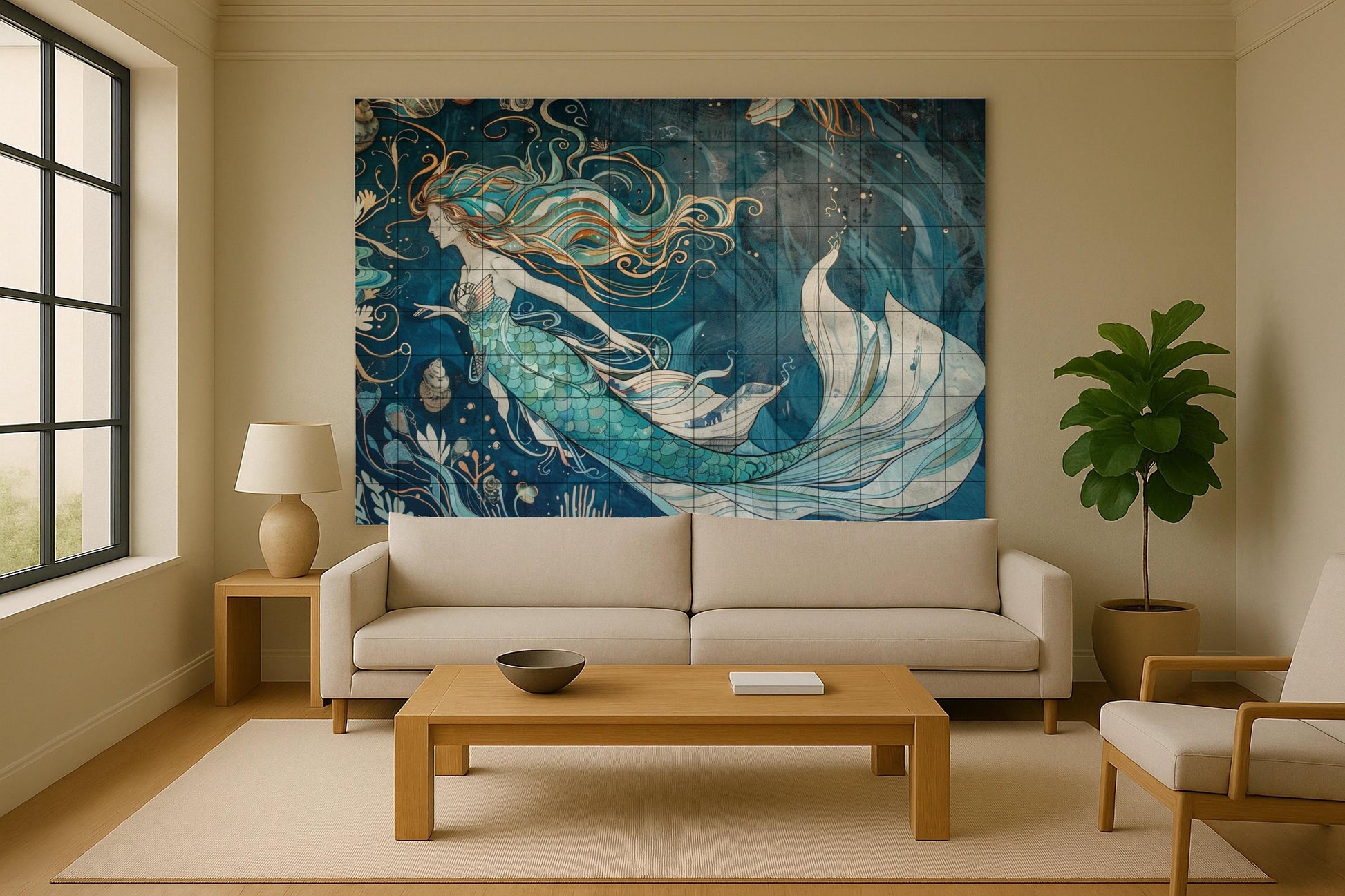 Mermaid Nordic · Ceramic Wall Mural — Legends & Epic Art