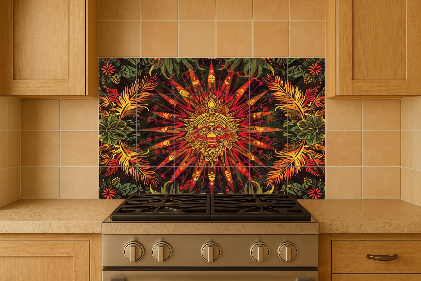 Ancestro Solar — Decorative Pattern Mural · Tile Wall Art