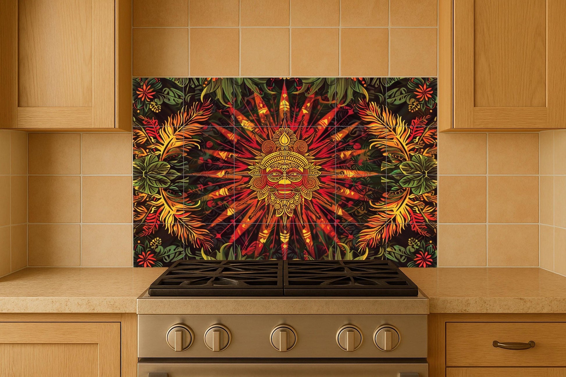 Ancestro Solar — Decorative Pattern Mural · Tile Wall Art
