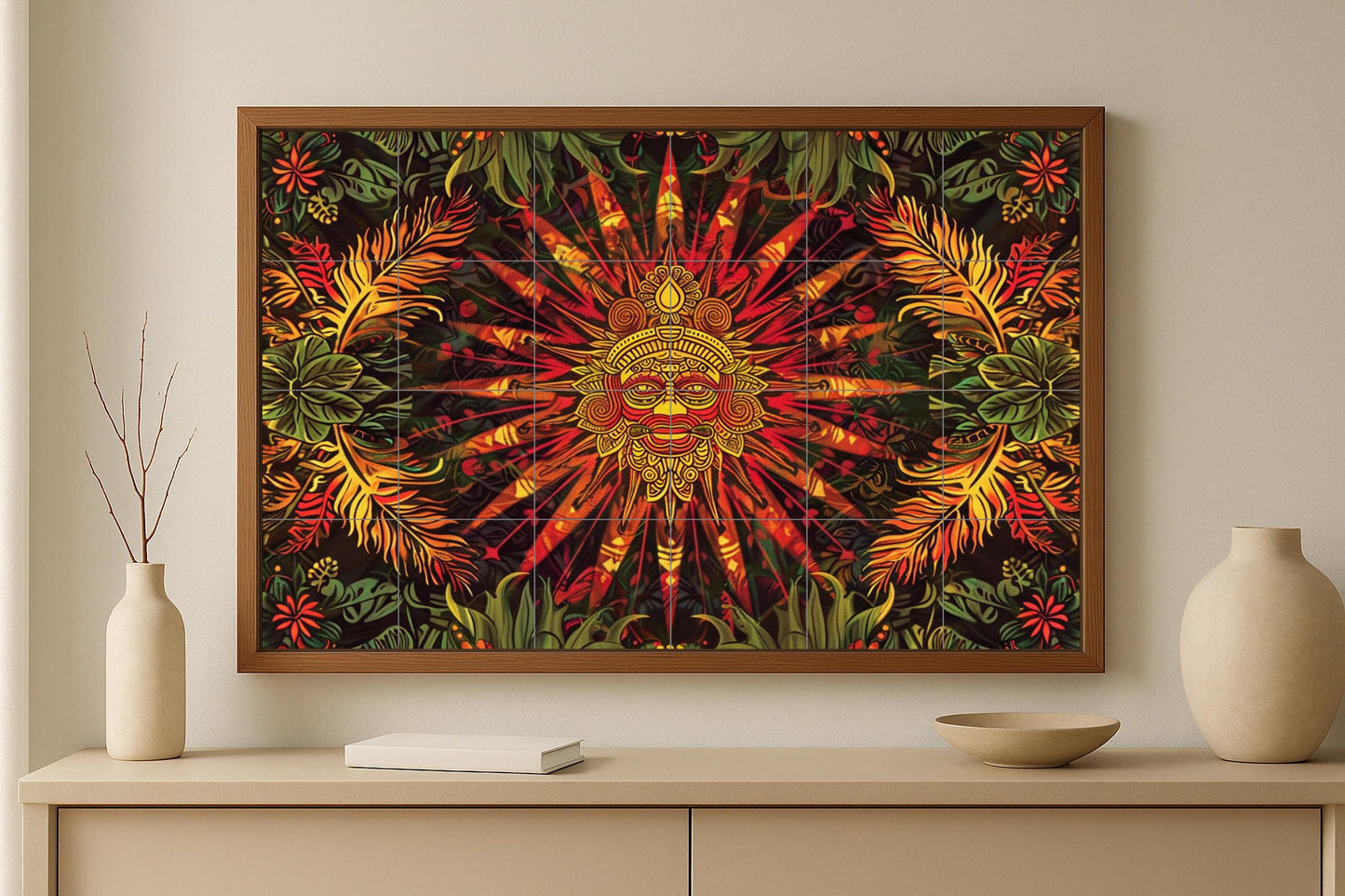 Ancestro Solar — Decorative Pattern Mural · Tile Wall Art