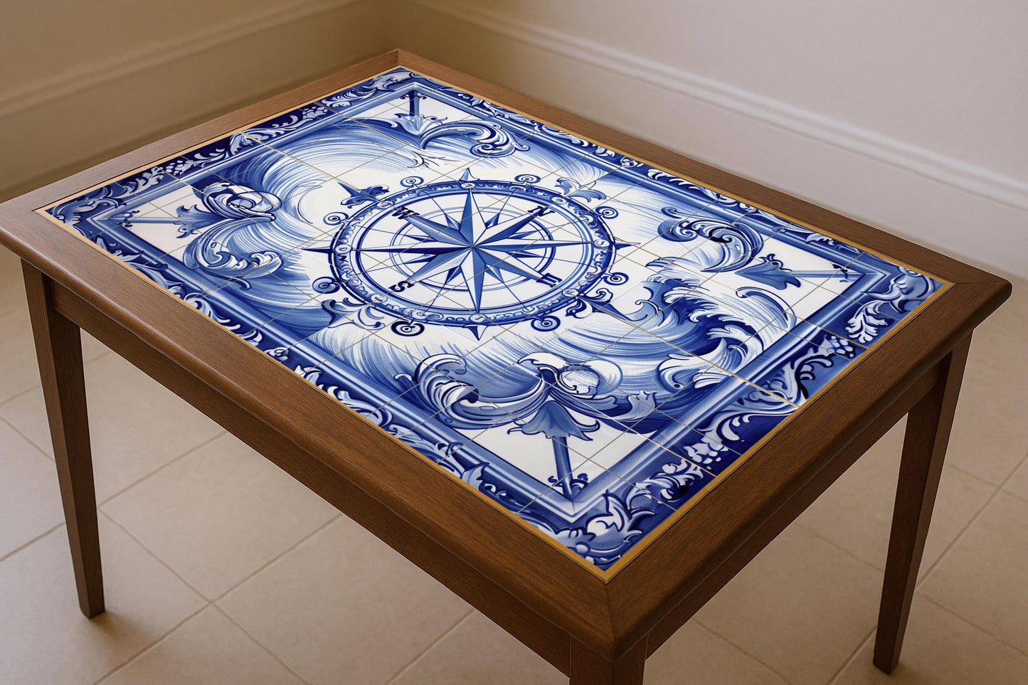 Pared with Compass Rose · Ceramic Wall Mural — Nature Wall Art