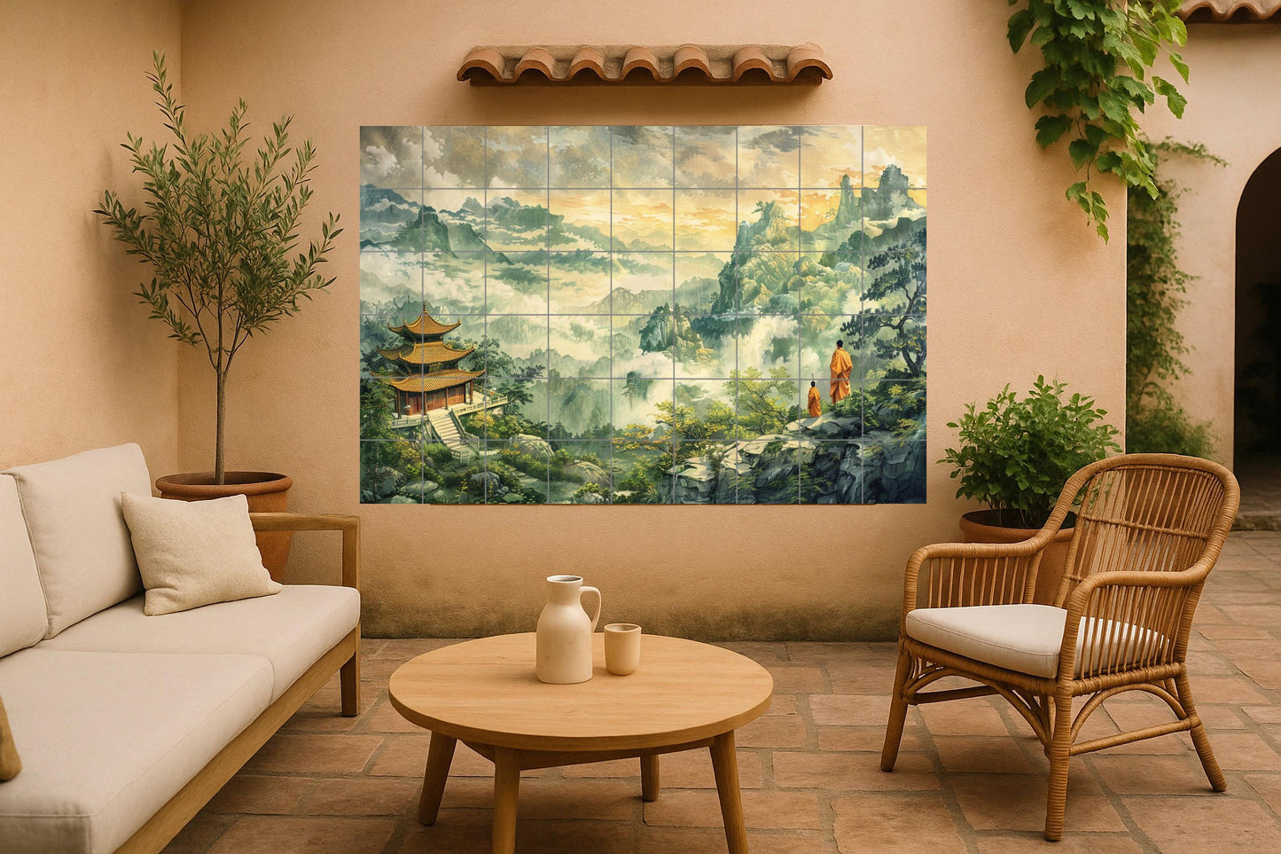 Mountain budista — Devotional Tile Art · Tile Wall Art