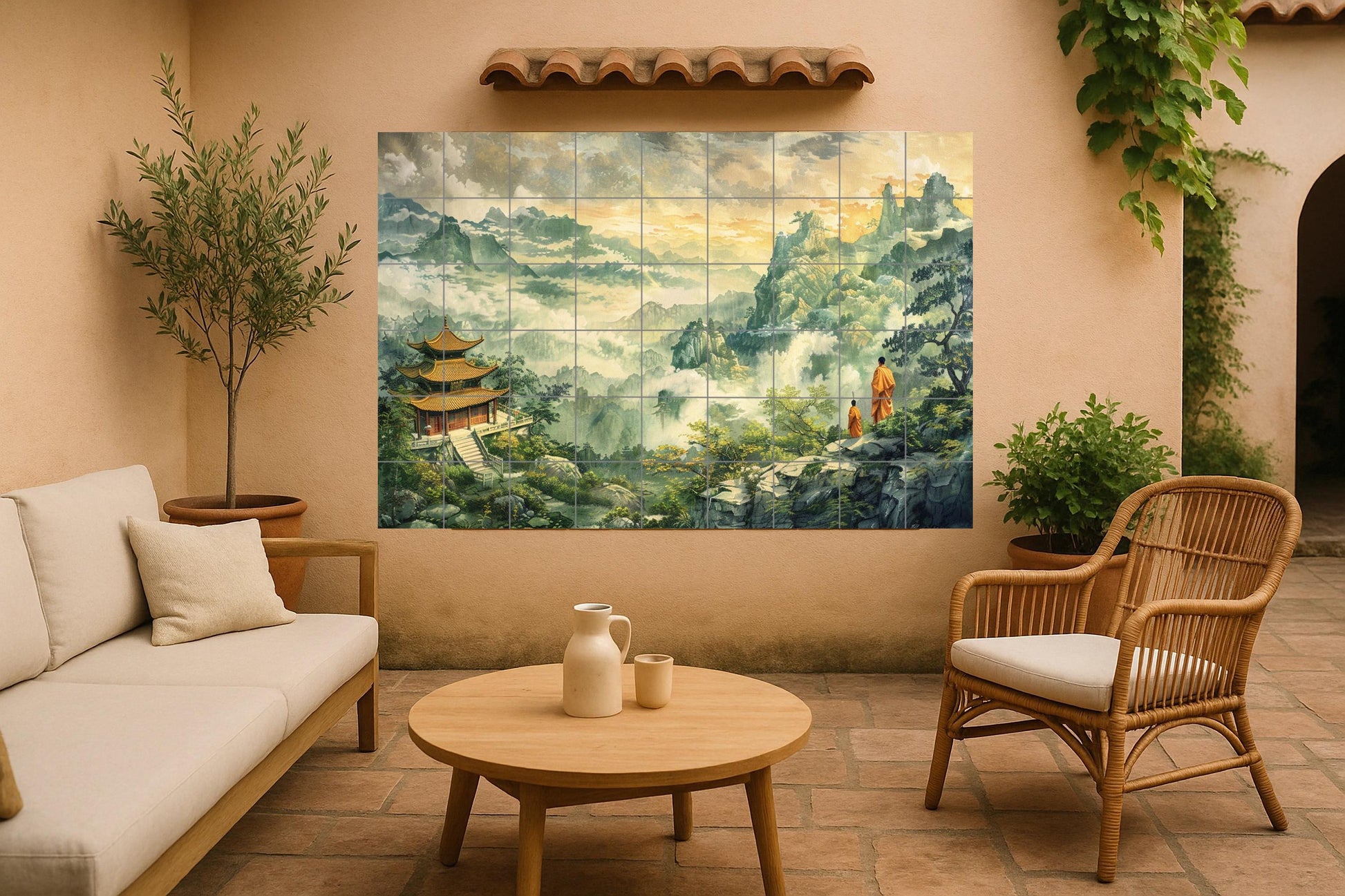 Mountain budista — Devotional Tile Art · Tile Wall Art