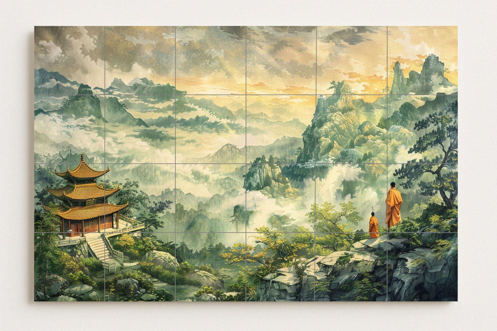 Mountain budista — Devotional Tile Art · Tile Wall Art