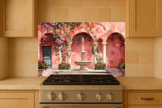 Courtyard ibérico — Botanical Landscape · Ceramic Tile Mural