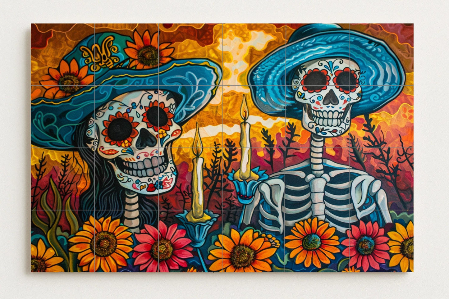 Mural romántico del Día de los Muertos
