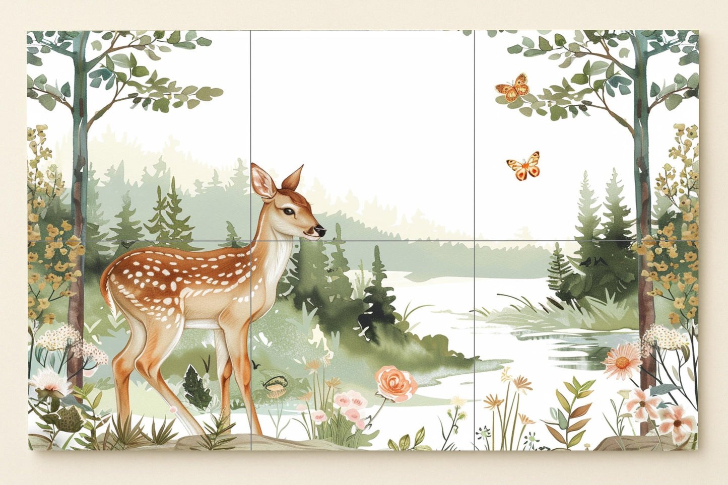 Cerf en le Forêt · Fresque Céramique — Art Mural Nature