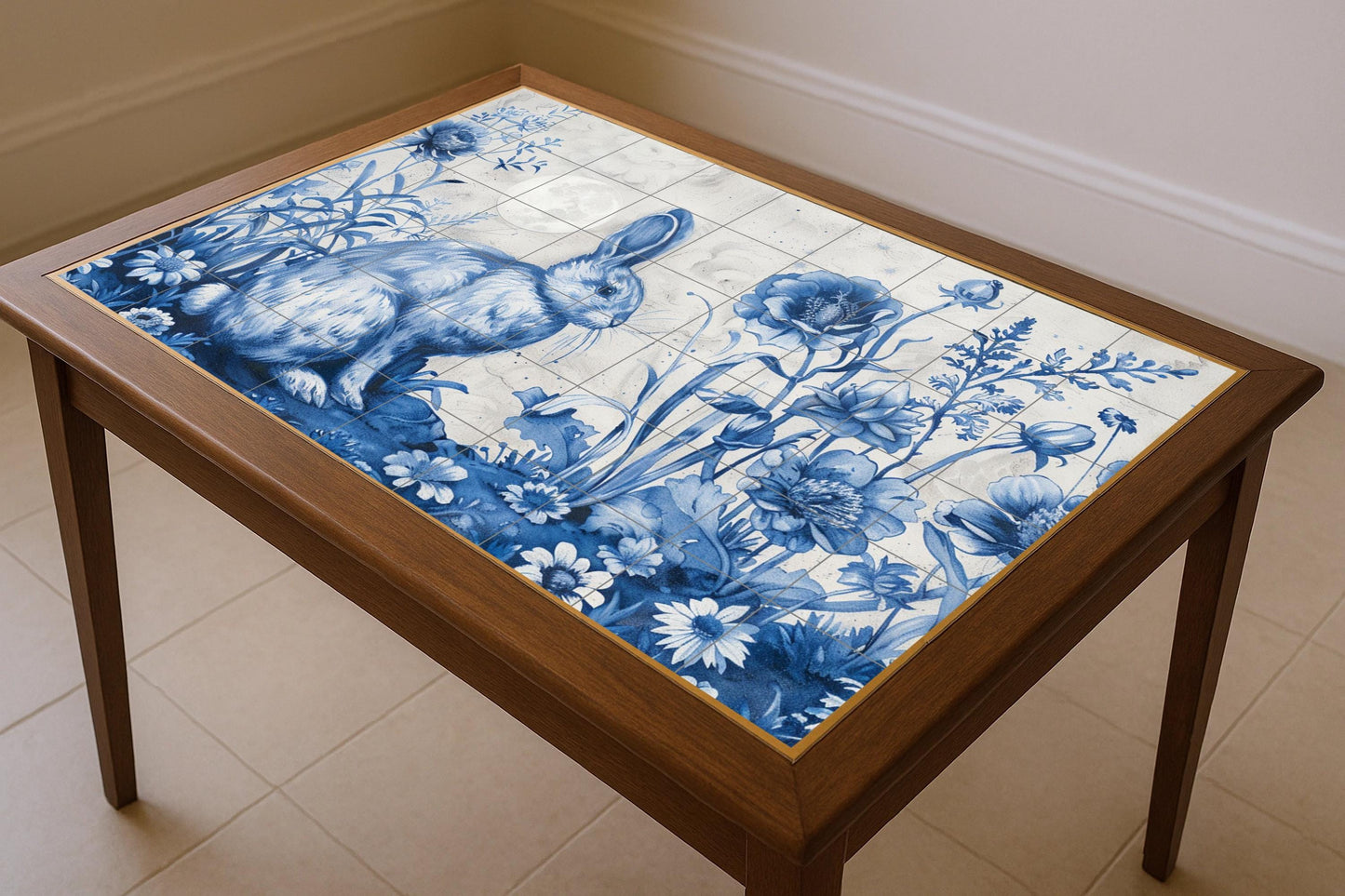 Floral von conejo Blau · Keramik-Wandbild — Blumen & Landschaften