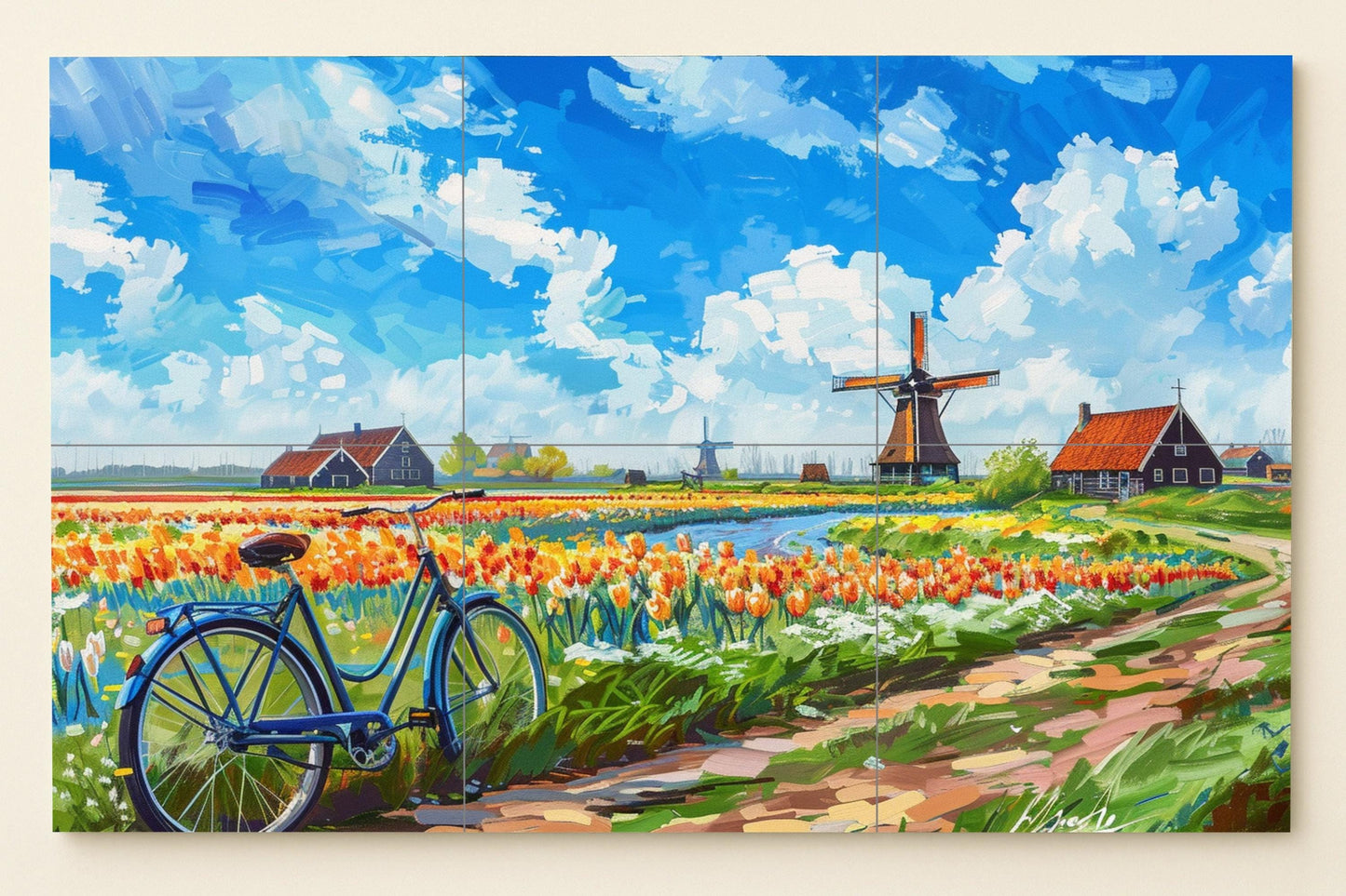 Murale in Piastrelle Un Campagna di Tulipani holandeses — Fiori e Paesaggi