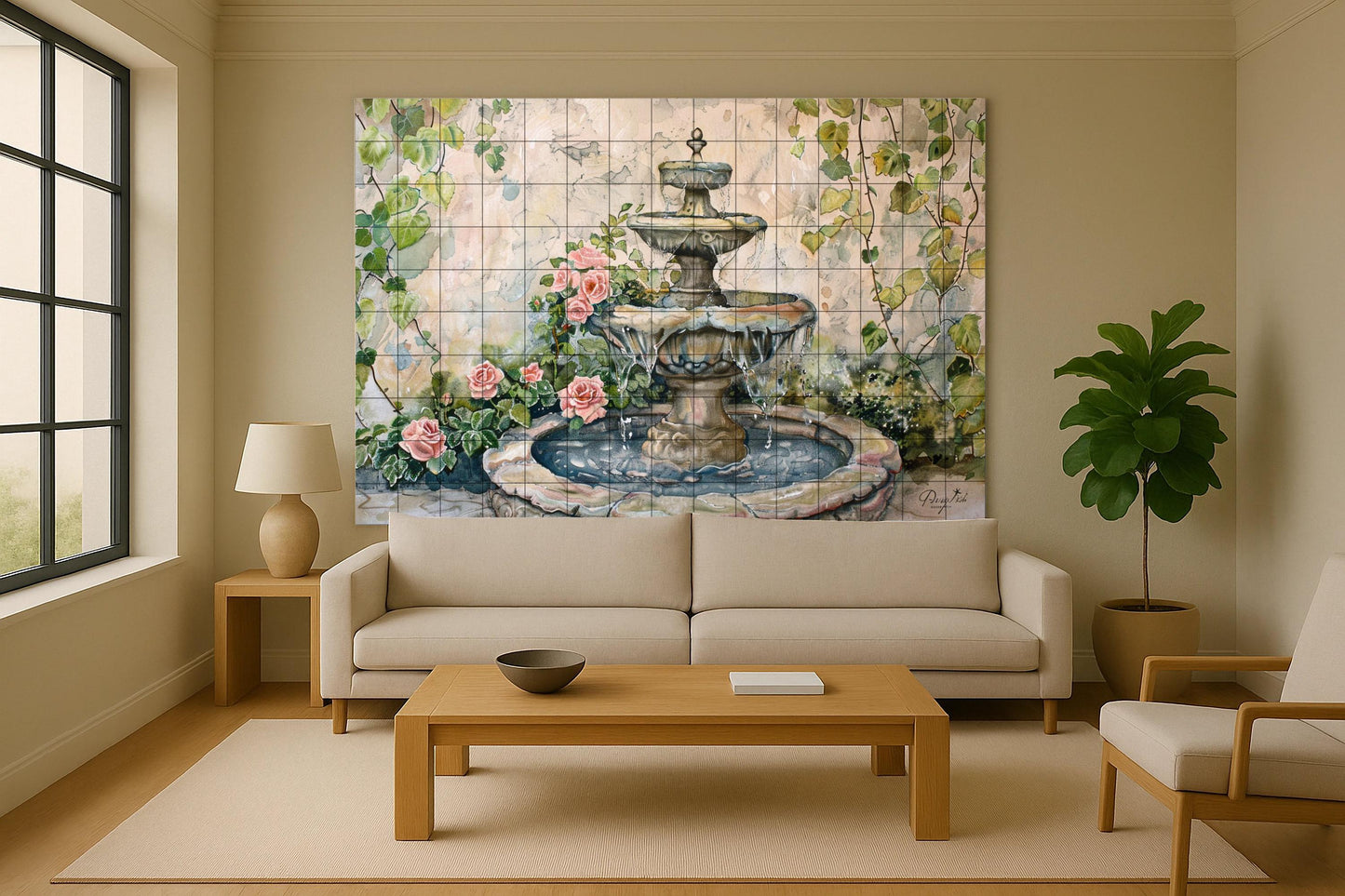 Courtyard Spanish · Ceramic Wall Mural — Botanical Landscape