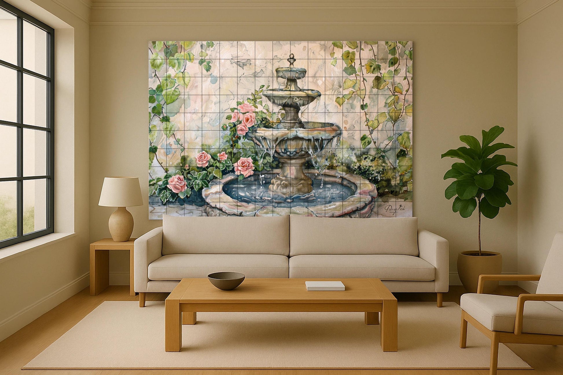 Courtyard Spanish · Ceramic Wall Mural — Botanical Landscape