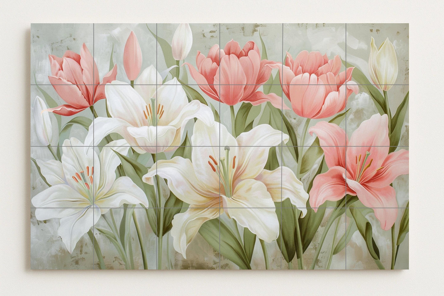 Floral Hanakotoba — Fresque Murale en Carreaux de Céramique · Paysage Botanique