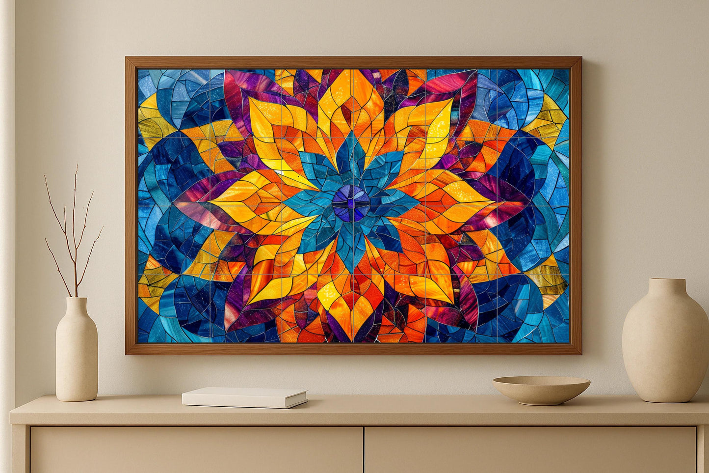 Mandala di loto Indiano · Murale Ceramico — Decoro Giardino e Natura