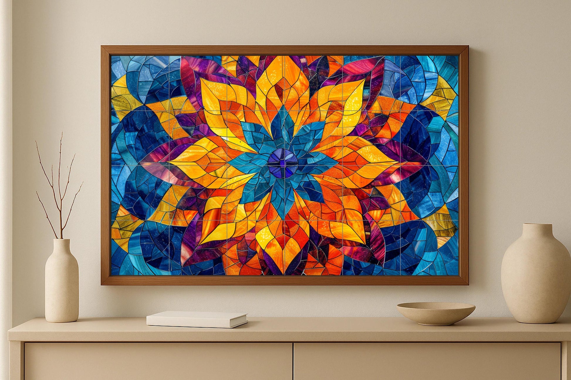 Mandala di loto Indiano · Murale Ceramico — Decoro Giardino e Natura