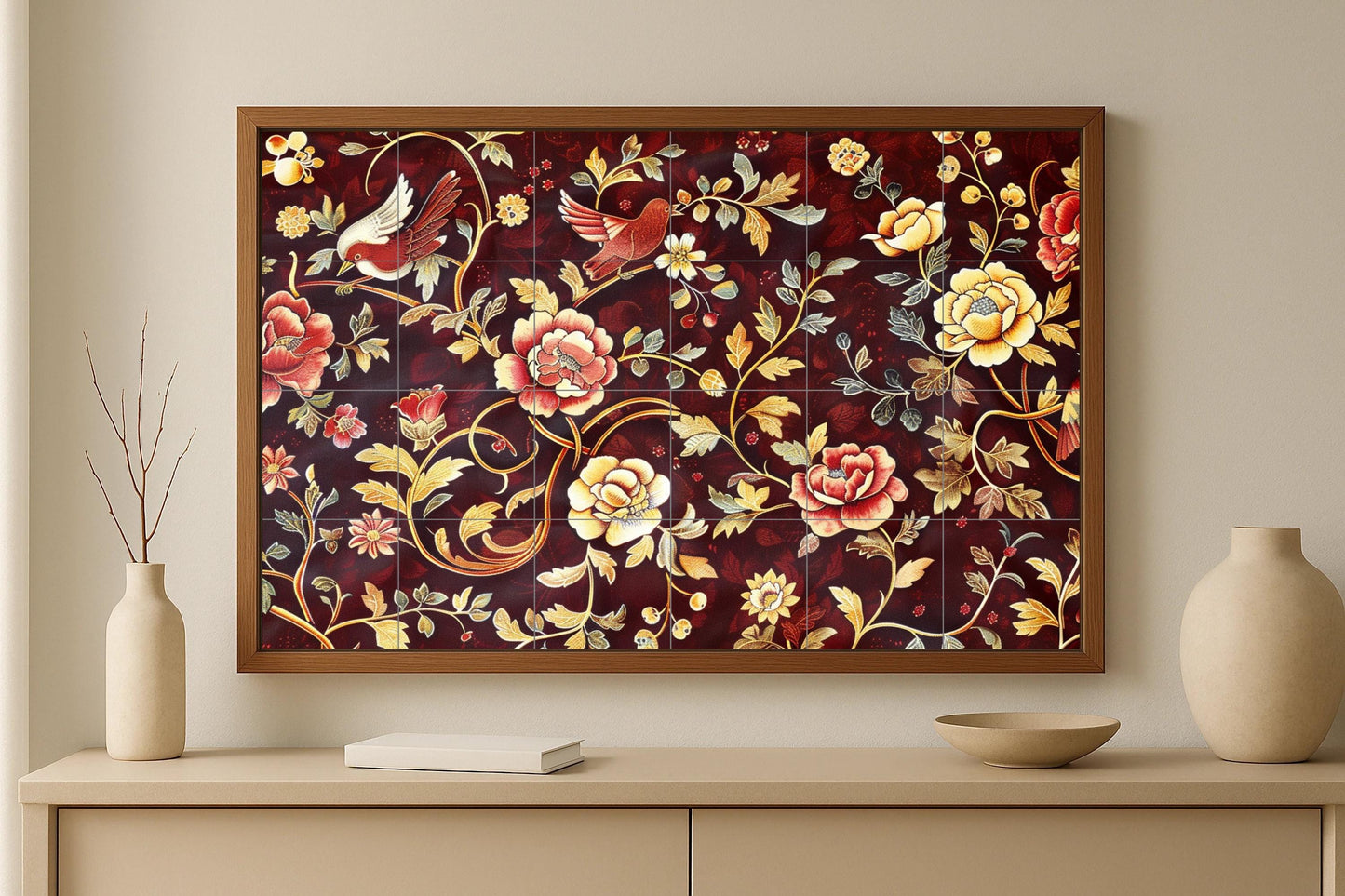 Murale in Piastrelle Pared di Maiolica — Fiori e Paesaggi