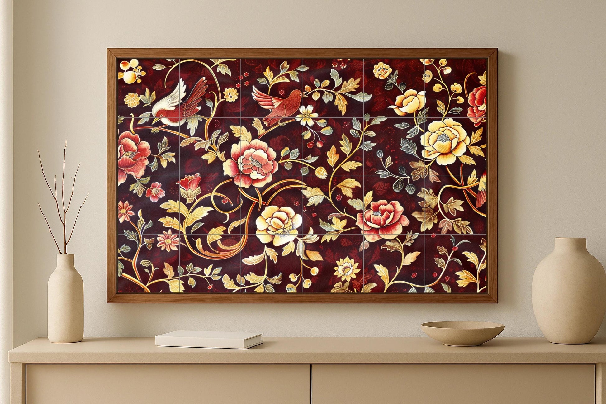 Murale in Piastrelle Pared di Maiolica — Fiori e Paesaggi