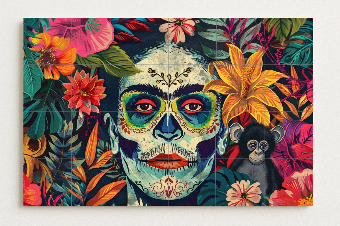 Jungla di Calaveras di Frida Kahlo · Murale Ceramico — Decoro Giardino e Natura